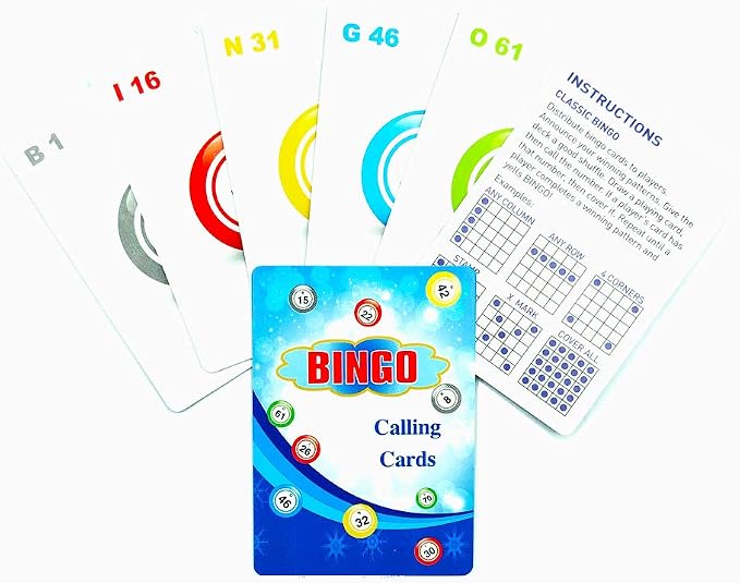 Yuanhe 2.5"X3.5" Bingo Calling Cards - Colorful and Durable Bingo Cards for Bingo Games, Complete Deck of 75 Numbers(B1-O75) (Pack of 2)