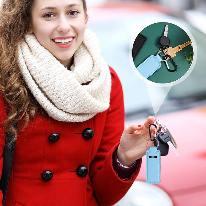 Pengxiaomei 3 Pcs Chapsticks Holder Keychain for Lipstick, Stocking Stuffers for Teen Girls Women Small Christmas Gifts