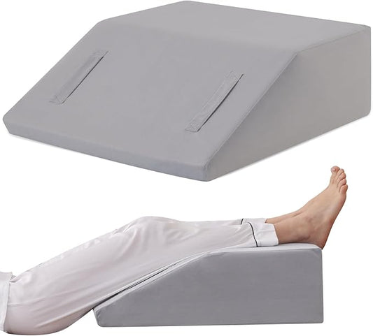 Ruqmuis Leg Elevation Pillow for After Surgery, 6inch Foam Leg Elevating Pillow for Swelling and Blood Circulation, Leg Wedge Pillow for Sleeping, Knee Pillow for Knee Hip Ankle Pain Relief, Velvet