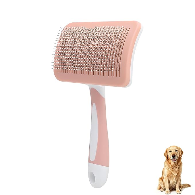 Self-Cleaning Slicker Dog Brush for Large Long-Haired Breeds | One-Click Hair Removal , Ergonomic Grip , Pet Grooming Tool