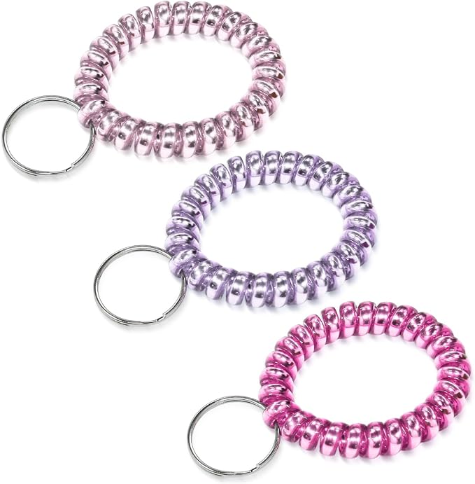 Spiral Coil Keychain, Anti-lost Key Chain Holder Lanyard Cord for Sauna Outdoor Sports and Gym Pool