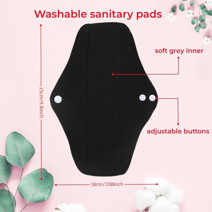 Random Prints Meduim Size Regular Cloth Menstrual Pads Reusable Sanitary Pads (M-5 PCS-Random Prints)