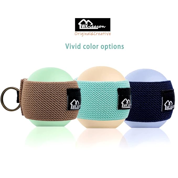 WK IEASON Lip Balm Holder Sleeve with Keychain Lipstick Sleeve Holder Tight-knit Elastic Holder for Ball Lip Balm Lipstick Holder Keychain (Dark blue/Green/Brown)
