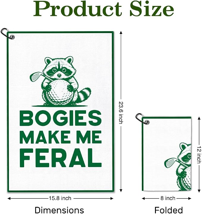 Raccoon Golf Towel with Clip, Funny Golf Bag Accessories, Cute Raccoon Golfing Accessories for Men Women, Retirement Birthday Gifts for Golfer, Golfing Gifts for Father Mother Grandpa Friend