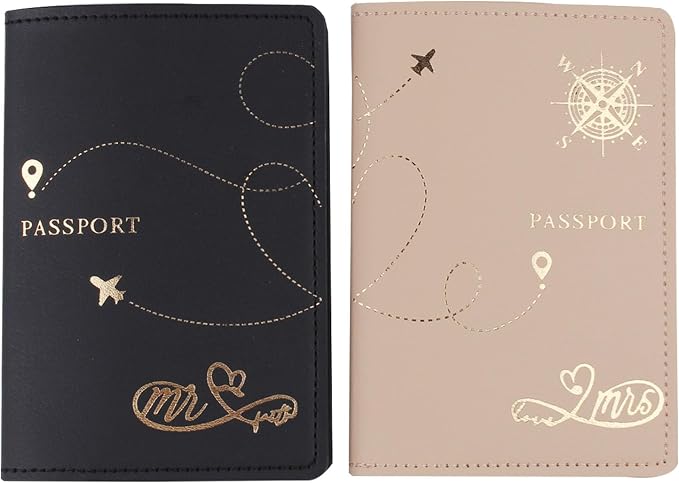 Travel Holder Set,Honeymoon Gift,Slim Passport Case Covers and Organizer Slots Couple Travel Luggage Tags,Wedding Bridal gift