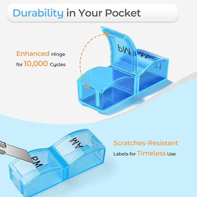 Monthly Pill Organizer 2 Times a Day, 30 Day Pill Box Organizer, One Month AM PM Pill Case Small Compartments to Hold Vitamin and 31 Day Travel Medicine Organizer, 4 Week Pill Cases (Blue)