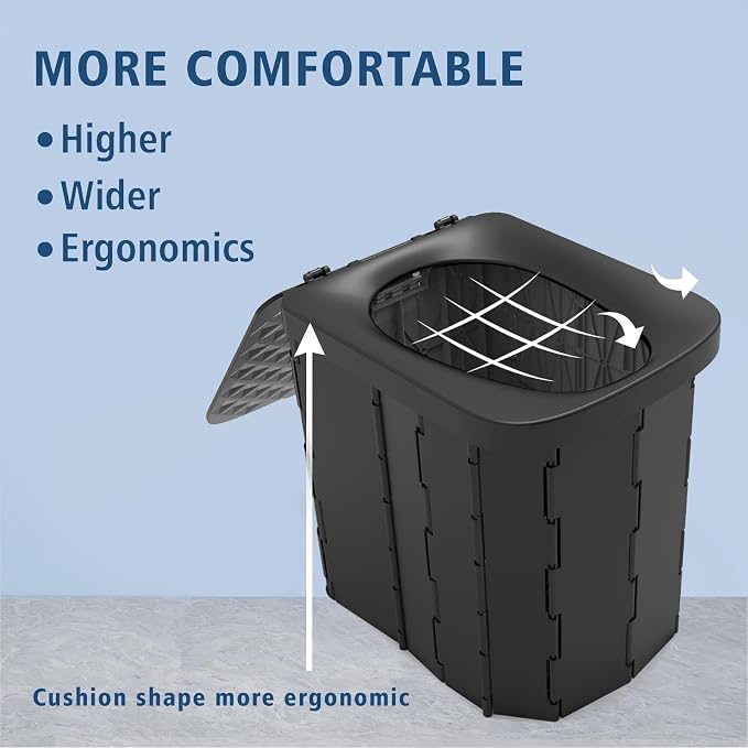 Hapoon XL Portable Folding Camping Toilet For Adults & Kids, Lightweight | XL Portable Folding Toilet with Lid,Travel Portable Potty for Adults,Porta Potty Car Toilet, Portable Bathroom for Outdoor