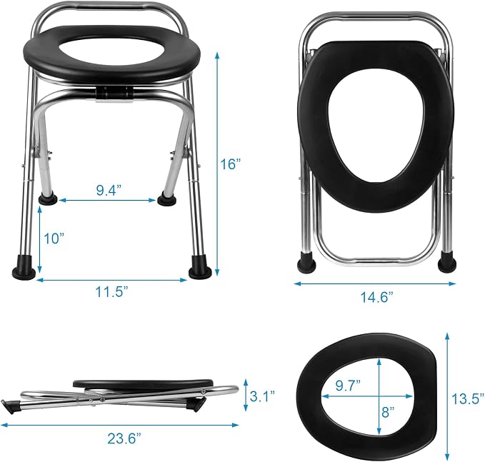 Portable Toilet for Camping, Portable Toilet Seat, Portable Toilet Travel, Stainless Steel Portable Toilet, Foldable Portable Toilet for Camping/Car