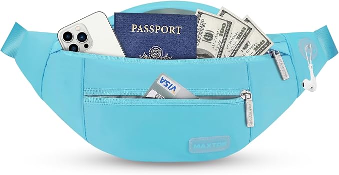 MAXTOP Sling Bag for Women Men Gifts for Enjoy Travel Hands-Free Fanny Pack | 4-Zipper Pockets,Nylon,Fashion,Gifts for Enjoy Sports Yoga Running Walking Casual Travel