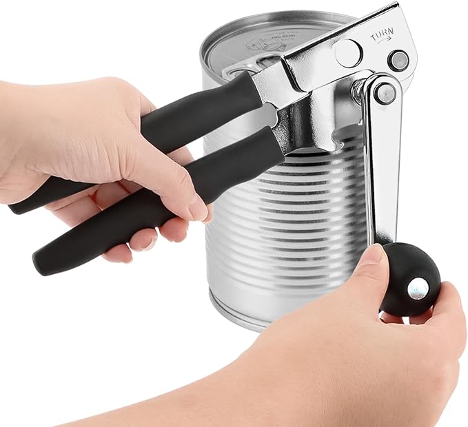 Commercial Can Opener, Handheld Can Opener Easy for Big Cans, Manual Heavy Duty Crank Jar Openers, Folding Hand Crank Bottle Openers With Comfortable Long Handles for Seniors(COLOR:Black)