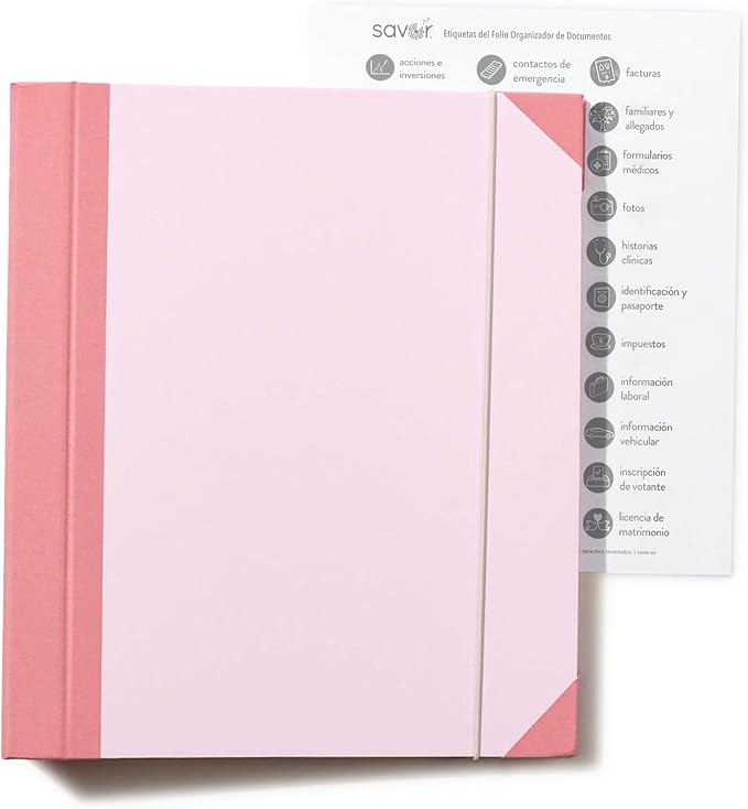 Savor | Edición Actualizada 2025 El Folio® Organizador de Documentos en Español| 17 millones de me Gusta en TikTok | Carpeta de Emergencia para Acta de Nacimiento, Tarjeta de Seguro Social, Pasaporte
