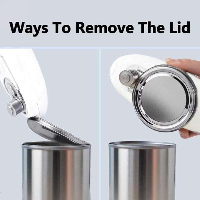 Automatic Electric Can Opener for Seniors for Kitchen:Anyone can Hands Free,One Touch Opener,Durable Blades,Rechargeable, Smooth Edge, Lightweight Small Size, Black (White)