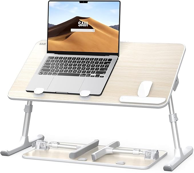 Laptop Desk for Bed, SAIJI Lap Desks Bed Trays for Eating Writing | 5 Heights, 4 Angles, Stable Folding Table for Bed Sofa Desk, Suitable for Laptops up to 17 Inches (60 x 33 cm Black)