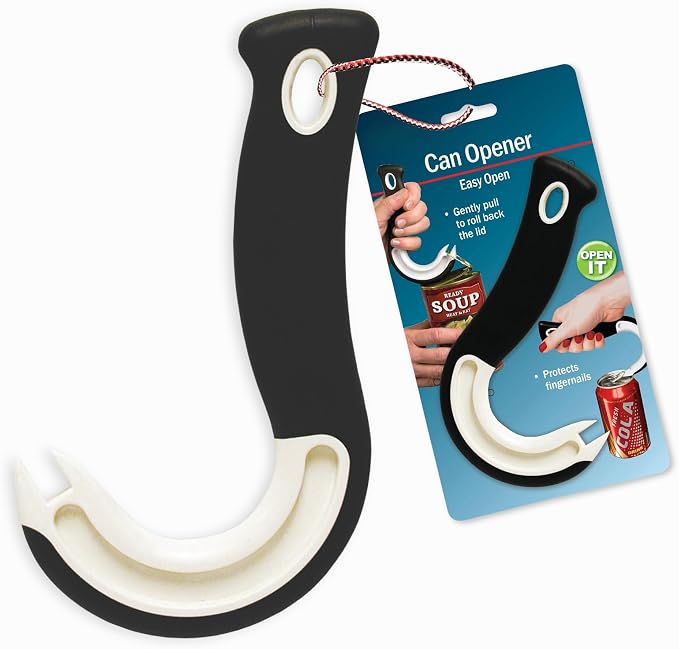 Jokari Ring Pull Can Opener for Soda and Food Cans Arthritis Aid with Non Slip Grip for Seniors Kids and Nail Protection Manual Pull Tab Tool for Easy Open Cans Black Dishwasher Safe | Non Slip Grip, Seniors Kids, Nail Protection Manual Pull Tab Tool, ...