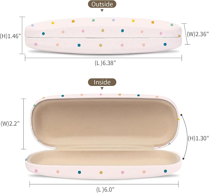 Glasses Case Hard Shell, Cute Sunglasses Case for Women Leather Protective Case for Eyeglass with Cleaning Cloth