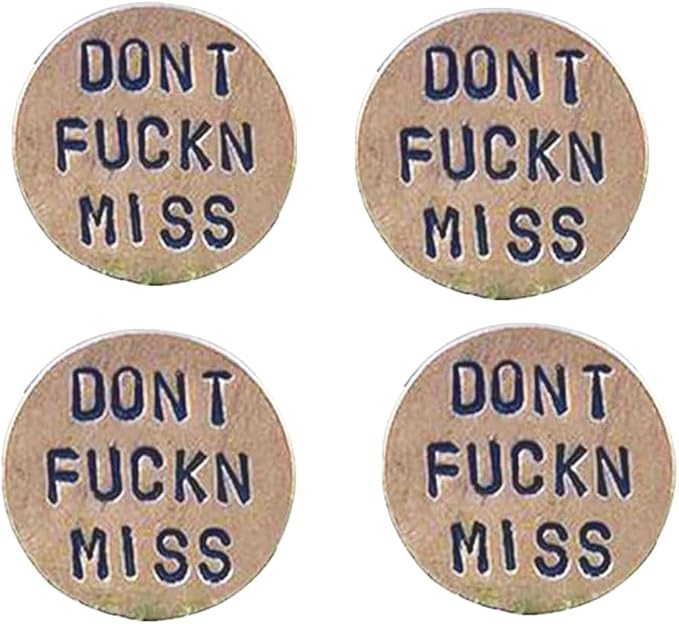Funny Golf Ball Marker, for Men Adult Humor Novelty Golf Ball Markers with Funny Words, Unique Golf Gag Gifts for Men or Womsen Golfer, 4pcs Brown