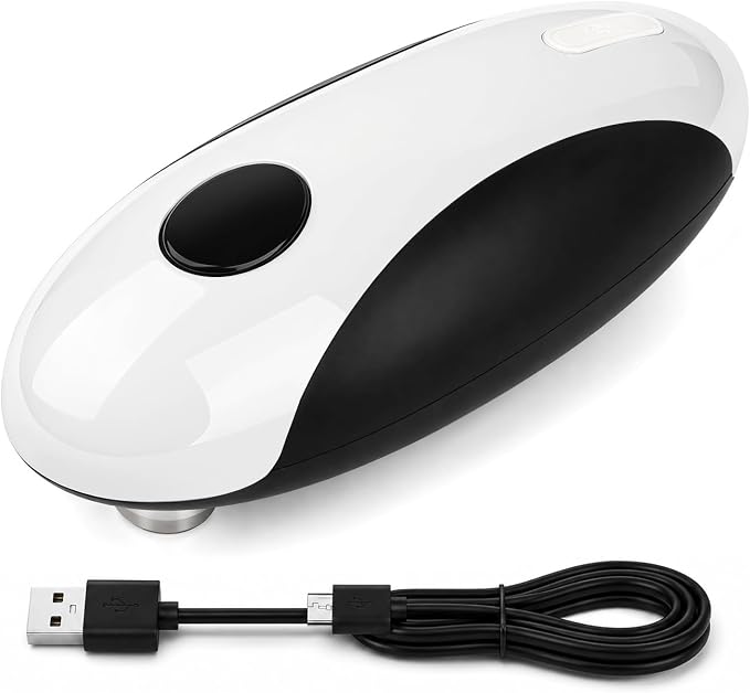 TeSabMi Electric Can Opener, USB Rechargeable Automatic One Touch Can Opener with Smooth Edge Cutting, Hands Free Kitchen Gadget for Seniors, Weak Hands, Arthritis, Parents and Home Cooks