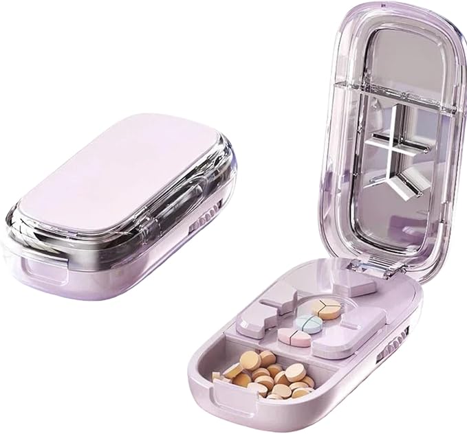 Portable Pill Cutter and Splitter - Easy-to-Use Cutter for 1/2, 1/4, and Tiny Pills - Compact, Durable, and Ideal for Medication Precision (Pink)