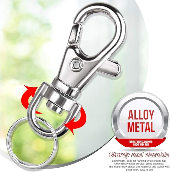 LEOBRO 160PCS Lobster Claw Clasps and Key Rings, Keychain Making Kit, 80PCS Keychain Clips and 80PCS Key Chain Rings, Key Chain Making Kit for Crafts, Keychains, Jewelry
