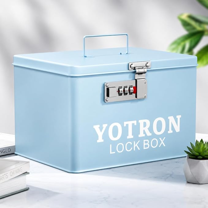 Metal Medicine Lock Box, Portable First Aid kit Box Sewing, Art, Craft with Handle, Multipurpose Medical Supply Organizer for Home Car