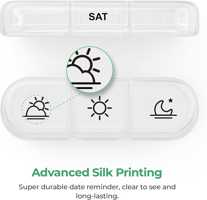 PULIV Weekly Pill Organizer 3 Times a Day, Portable Travel Pill Box 7 Day with Large Pill Containers, Light-Proof Pill Case for Vitamins, Medication, Supplements and Fish Oils (White)