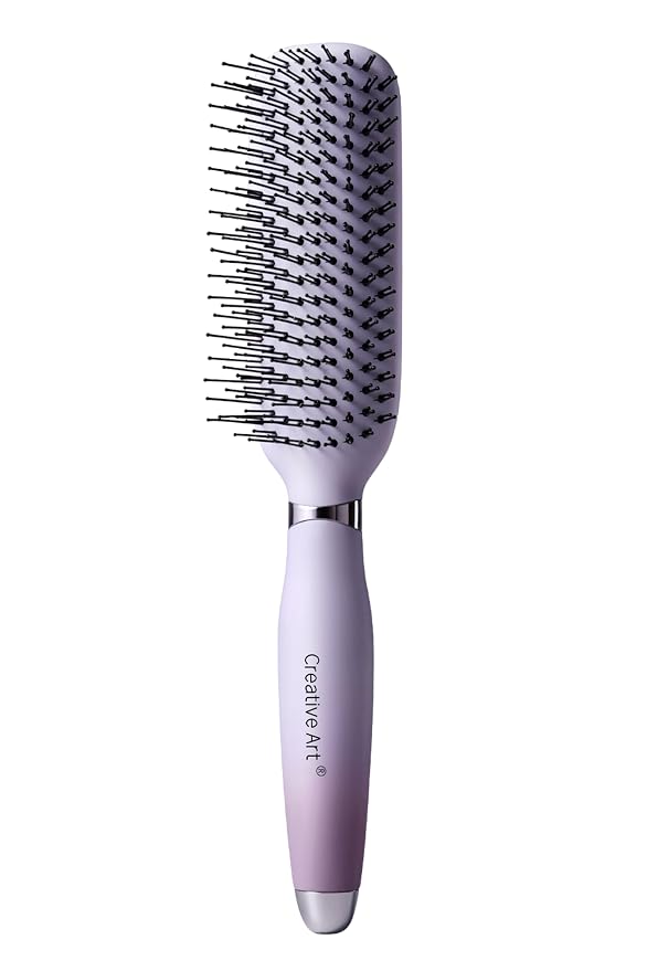 Detangling & Styling Hair Brush for Women Men, Wet& Dry Detangler Hairbrush | Dual-Length Nylon Bristles for Straight to Curly Hair Types, Eliminates Knots & Reduces Breakage, Purple Gradient
