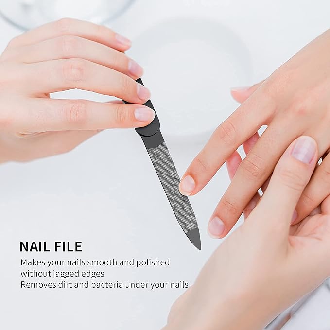 Aogeili Nail Clippers Set, Sharp Stainless Steel Fingernail & Toenail Clippers, Black Nail Cutter, Perfect 4 pcs Black Nail Cutter for Men/Women/Kids, Set Include Nail File.