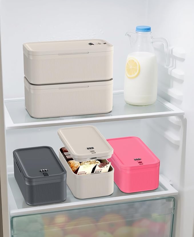ySky Lockable Storage Box with Combination Code - Secure Medicine Safe box, Phone Jail & Snack Container for Refrigerator, Home, Office, Travel - Durable Multi-Purpose Lock Box (Navy)