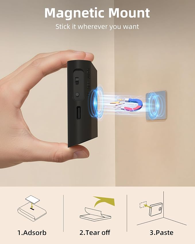 EZVALO 6 Pack Motion Sensor Night Lights, Sync LED Stair Lights Indoor, 1500mAh Rechargeable, Magnetic & Dimmable, 3000K Soft White, Portable Nightlight for Hallway, Stairs, Bathroom, Bedroom (Black)