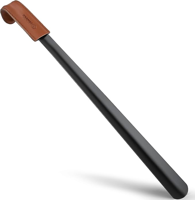 ZOMAKE Long Shoe Horn for Seniors Men,Metal Shoehorn Long handle for Boots, 22.8'' Shoe Spoon Helper