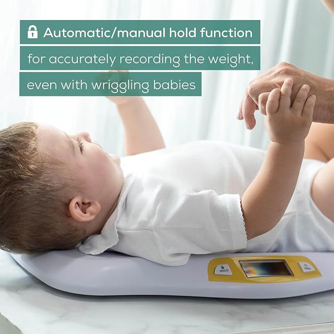 Beurer BY80 Digital Baby Scale, Infant Scale for Weighing in Pounds, Ounces, or Kilograms up to 44 lbs with Hold Function, Pet Scale for Cats and Dogs Analysis