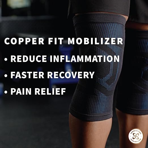 Copper Fit Mobilizer Knee Sleeve – ProSeries with Removable Side Stabilizers Knee Support for Advanced Recovery – Mobility, Knee Pain, Swelling, Inflammation, Circulation, Arthritis, Tendonitis (L/XL)