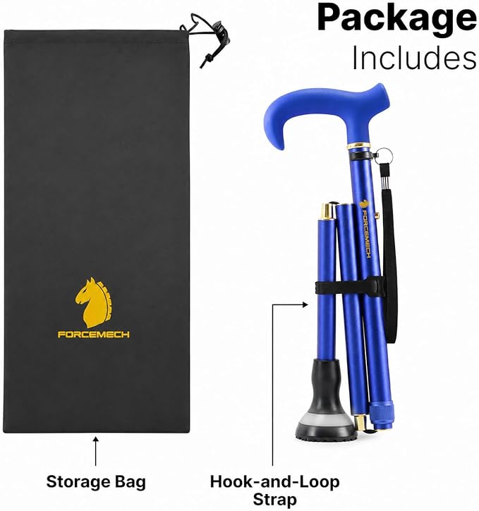 GlowGuard Walking Cane for Men & Women - Extra-Wide 2.68" Glow Cane Tip with Photoluminescent Ring, Height Adjustable (31.1" to 37.8"), 350 lbs Capacity