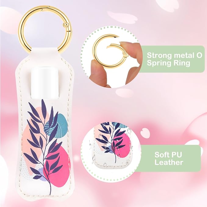 LUCKINEE Lip Balm Holder Keychain for Chapstick Holder Key Chain | Featured with Spring O Ring, Bag Charm Keychain, Great Linking to Purse and Belt Loops, Stocking Stuffers Gift for Women