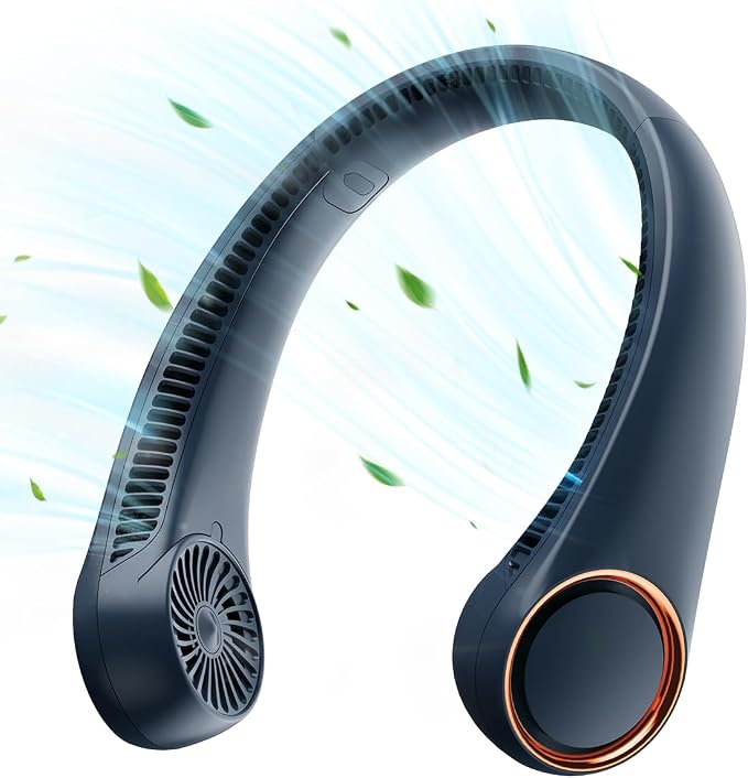 Gaiatop Portable Neck Fan Rechargeable, Hands-Free Cooling, 23.5hrs Runtime | Battery Powered Personal Wearable Fan, Summer Outdoor Travel Essentials, Birthday Gifts for Women Men Teens, Navy Blue