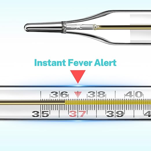 MAGICLULU 2Pc Glass Oral Temperature Adult Free Clinic Armpit Fast Reading Fever Indicator (℃ Large)
