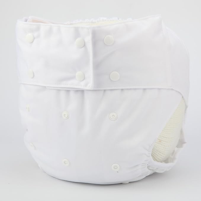 Teen Adult Cloth Diaper Nappy Reusable Washable for Disability Incontinence (White)