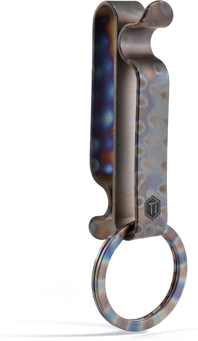 KeyUnity KM00 Titanium Belt Loop Keychain Clip Double Side Quick Release Key Holder with Detachable Key Ring