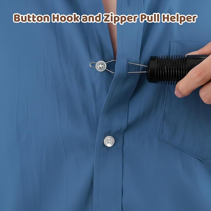 2-Pack Button Hook and Zipper Pull Assist Device Button Hook for Seniors, Button Helper for Elderly with Zipper Pull, One-Handed Dressing Assistance Tool for People with Limited Hand Mobility