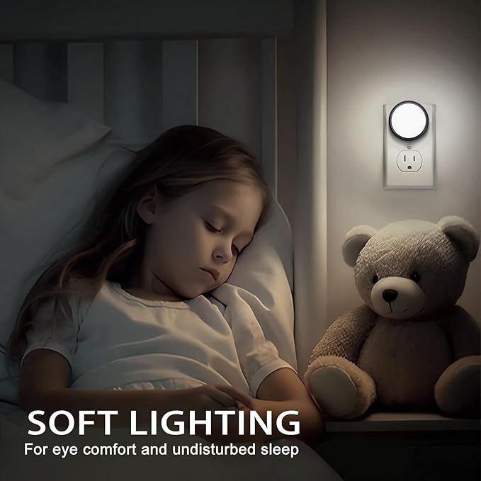 Night Lights Plug Into Wall [2 Pack], LED Night Light with Dusk-to-Dawn Sensor, 5000K Daylight White Brightness Nightlight, Compact Design Nightlights for Bathroom, Hallway,Stairway, Non-Dim