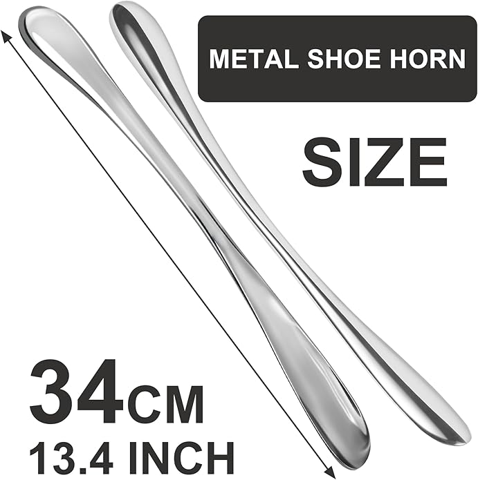 Earl Diamond Metal Shoe Horn Long Handle For Seniors, Women Men Kids Pregnancy 13 Inches Long Boot Horn, Shoe Spoon - Silver