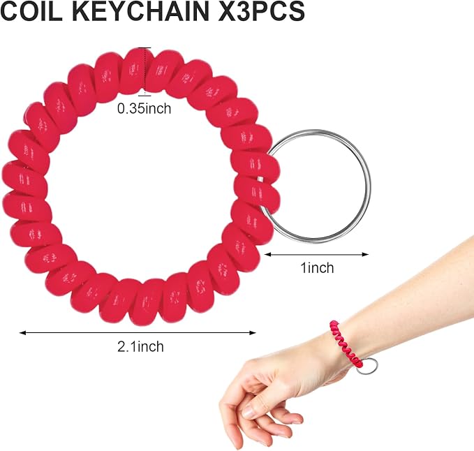 Spiral Coil Keychain, Anti-lost Key Chain Holder Lanyard Cord for Sauna Outdoor Sports and Gym Pool