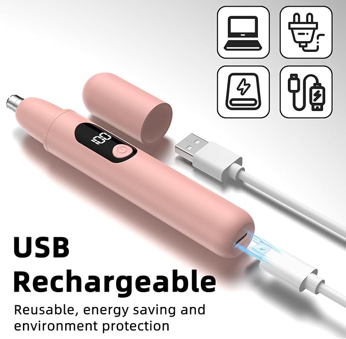 Nose Hair Trimmer Rechargeable Cordless Painless Ear and Eyebrow Trimming Tool-Dual Edge Easy Cleansing for Man Woman (Pink)