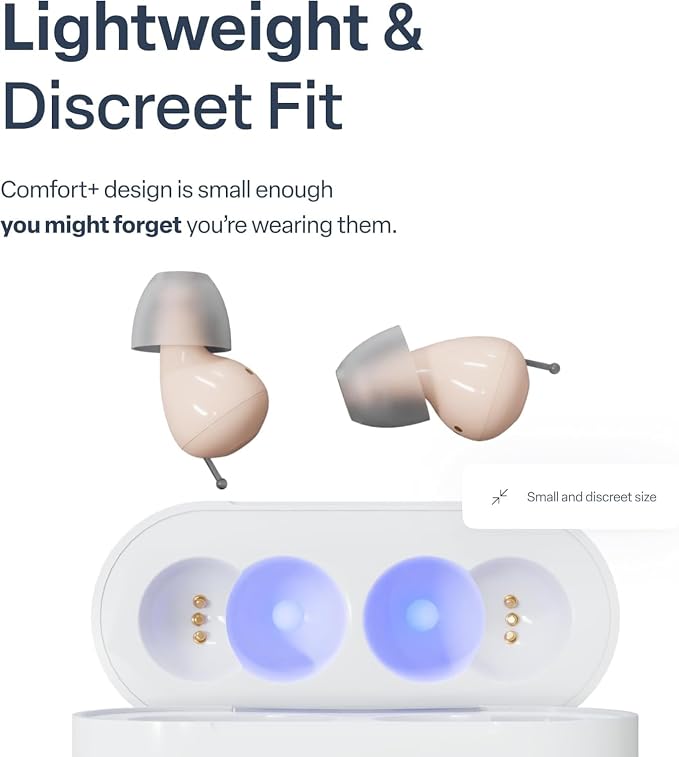 Audien Atom Pro 2 Hearing Aid | Wireless, Rechargeable, OTC for Seniors & Adults, Nearly Invisible, Premium Comfort Design