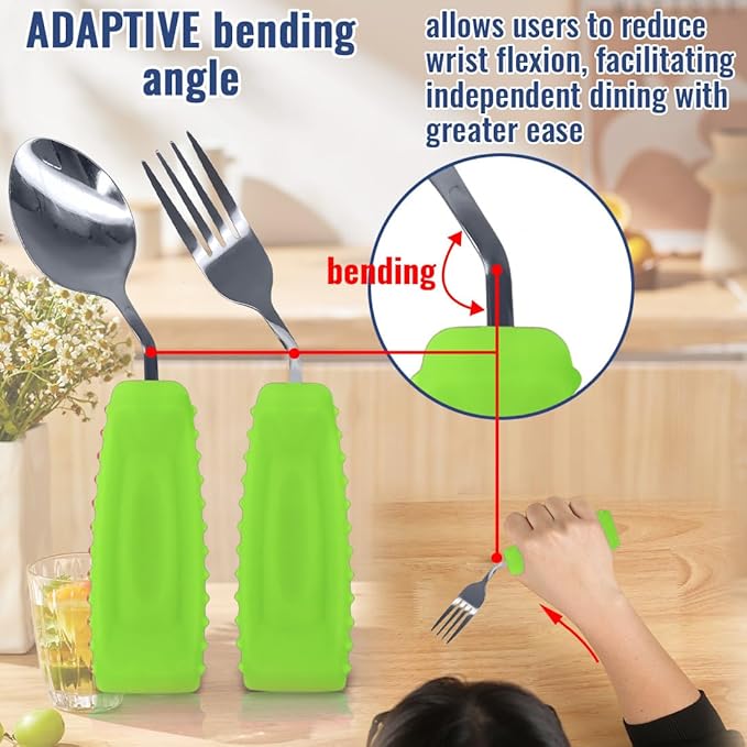 Adaptive Weighted Utensils Set – Spoon and Fork for Hand Tremors, Parkinson’s, Elderly, and Arthritis – Adaptive Eating Utensils for Weak Grip and Limited Mobility