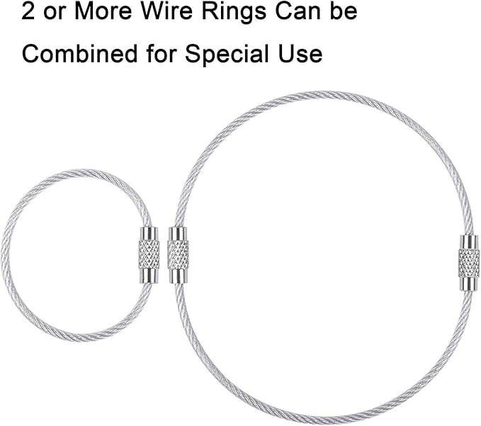 Wisdompro Wire Keychain Cable, 4.3/6.3 Inch Stainless Steel Wire Keyrings | Heavy Duty Wire Key Rings Metal Wire Cable Key Chain Loop for Luggage Tags, Keys, Crafts and ID Tags