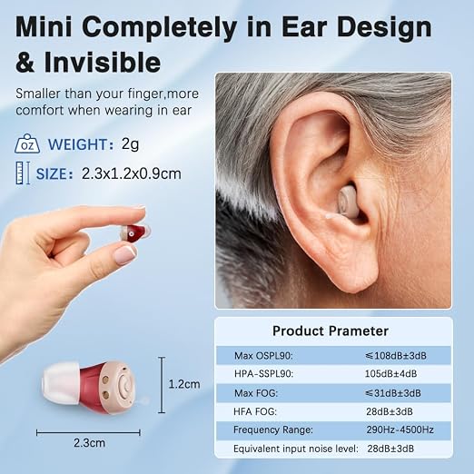 Hearing Aids Rechargeable Hearing Aids for Seniors, Up to 48 Hours of Battery Life, Clear Sound, Easy Volume Control, Automatic On/Off