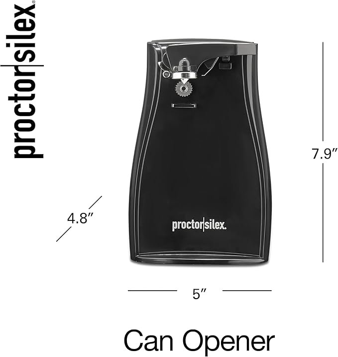 Proctor Silex Power Electric Automatic Can Opener for Kitchen with Knife Sharpener, Twist-off Easy-Clean Lever, Cord Storage, Black (75217PS) (Pack of 2)