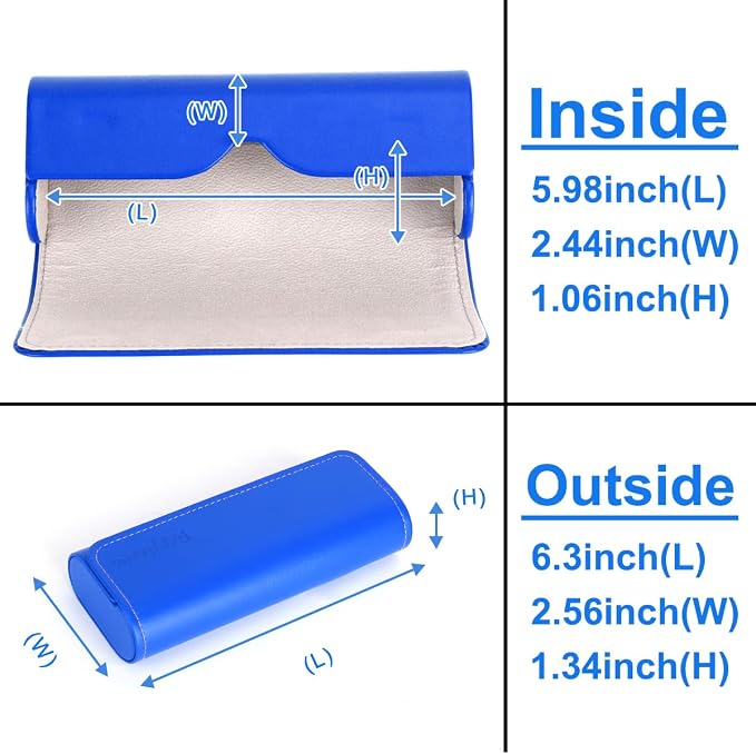 RayLove Hard Shell Glasses Case, Lightweight Leather Eyeglass Case, Travel-Friendly Sunglasses Protector for Men & Women