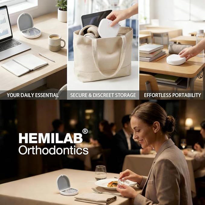 2 Pack Retainer Case, Slim Aligner Case with Vent Holes and Silicone Liner, Compatible with Invisalign, Includes Removal Tool, Brush, Chews, White